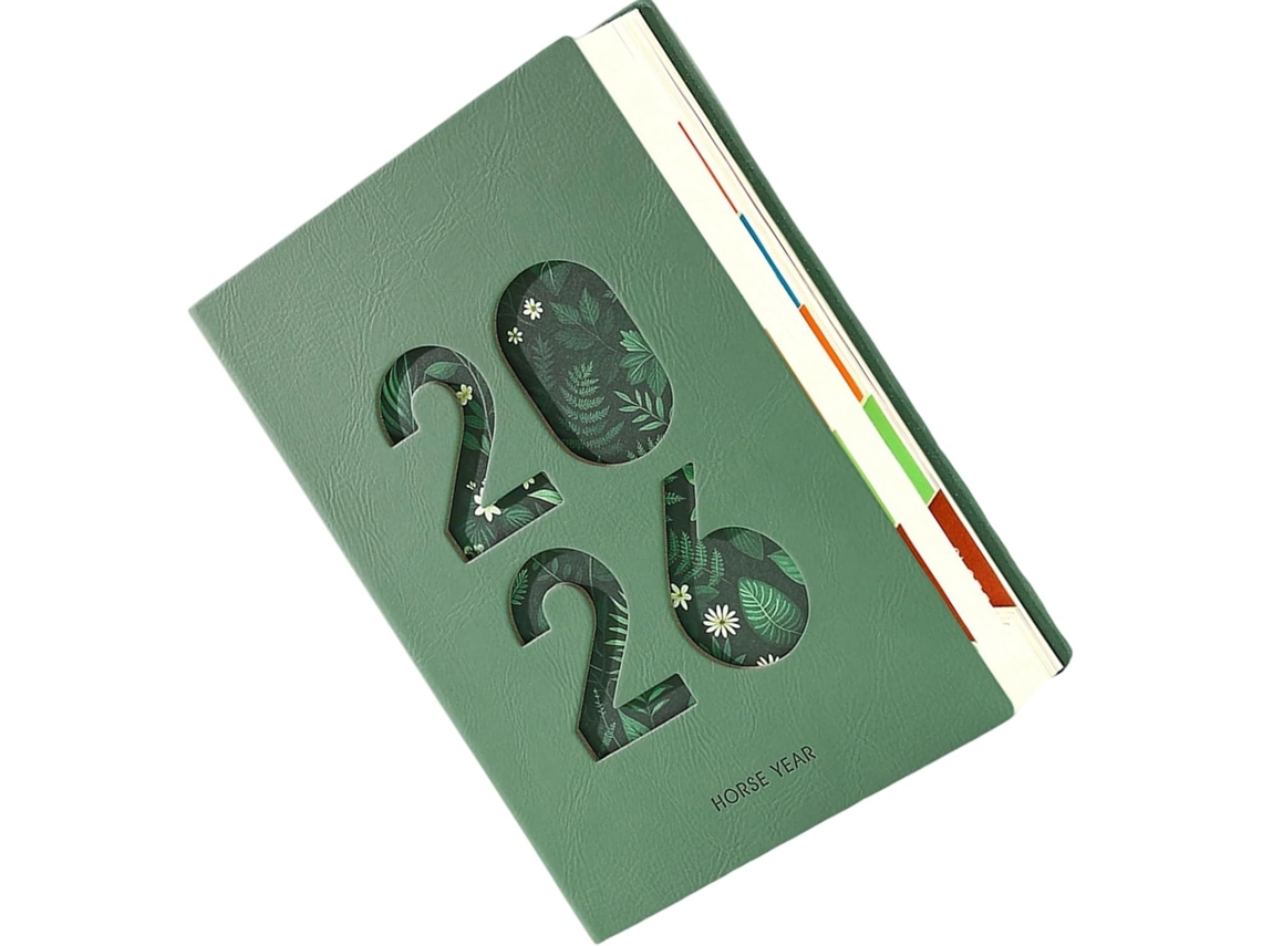 Agenda Anual 2026– Tamanho A5 Em Couro Sintético Para 365 Dias, Diária E Calendário, Planejamento Acadêmico,