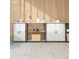Vidaxl Conjunto De Armazenamento De Cozinha Hattem 3 Unid. Prateado