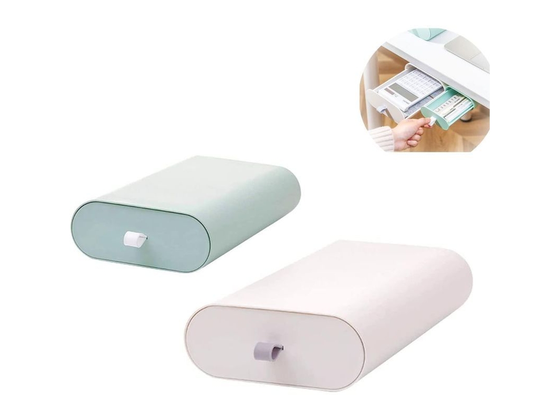 2 Caixas De Armazenamento Ocultas Para Escritório, Gavetas Deslizantes, Plásticos Duráveis, Multifuncionais, Instalação Fácil