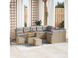 Vidaxl Conjunto De Sofá De Jardim 12 Unid. Bege Vime Pe