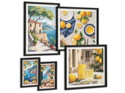 Conjunto De Pinturas Limões Com Vista Pitoresca Espelharte (5 Peças)