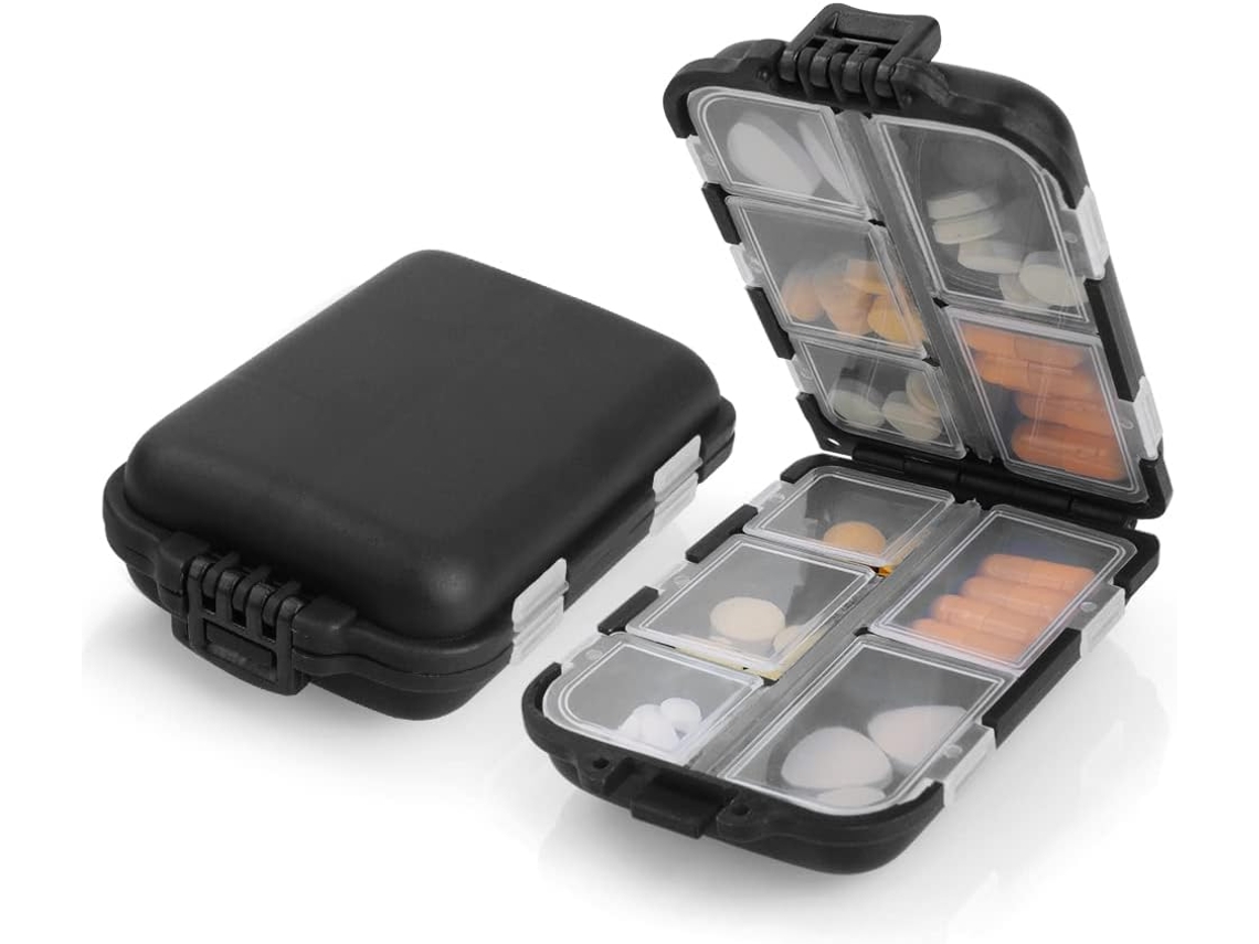 Caixa Comprimidos Preto 10 Compartimentos Portátil, para Viagem ZYBLSSBB