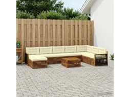 Vidaxl Conjunto De Sofás Para Exterior 9 Pcs Natural E Creme