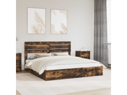 Vidaxl Cama Com Armazenamento Carvalho Defumado 180 X 200 Cm