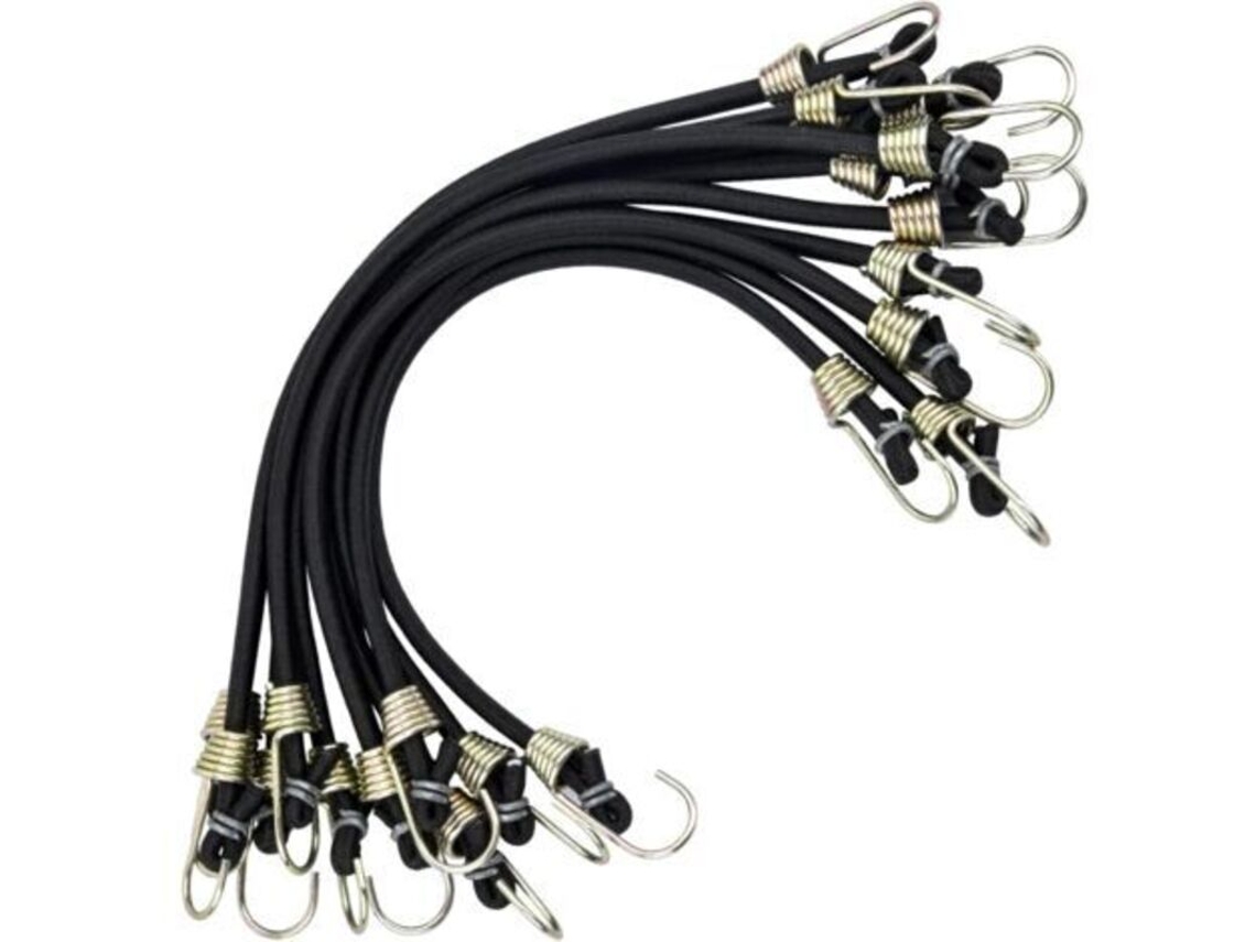 Conjunto De 10 Cintas Borracha Reforçadas Com Mini Ganchos, Na Cor Preta, Ideais Para Barracas De Camping, Reboques, Motocicletas