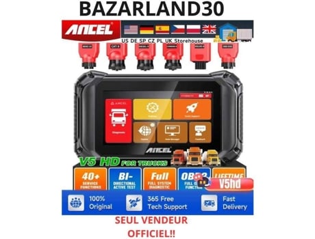 Escáner Bazarland30.ancel V5 Hd Rapduty para camiones, semirremolque, sistema completo, diagnóstico bidireccional de diésel