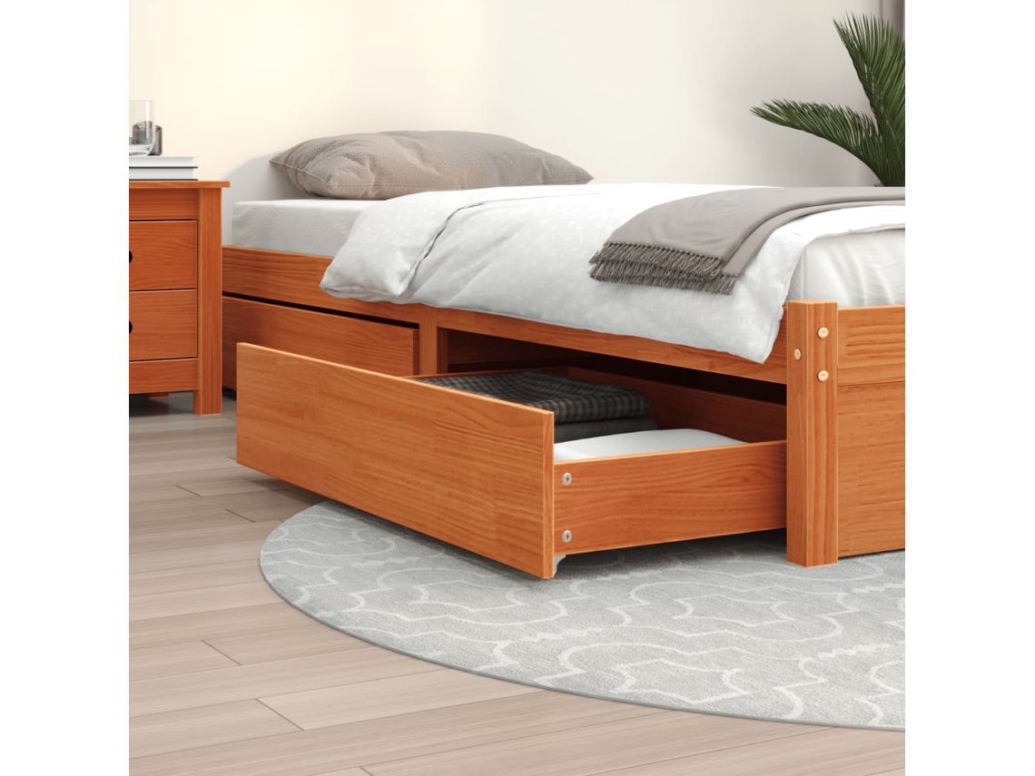 Vidaxl Gavetas Para Cama 4 Pcs Madeira De Pinho Maciça Castanho Mel