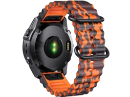 Pack 2X Bracelete Ocean Waves para Garmin Fenix 7 Sapphire Solar Laranja Militar e Verde ANTIIMPACTO!