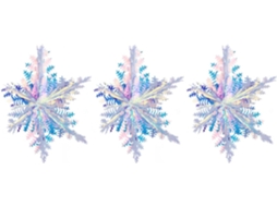 Conjunto 3 Flocos Iridescentes Película Decoração Criativa Elegante Pendurar Festas Neve Azul GOKOCO