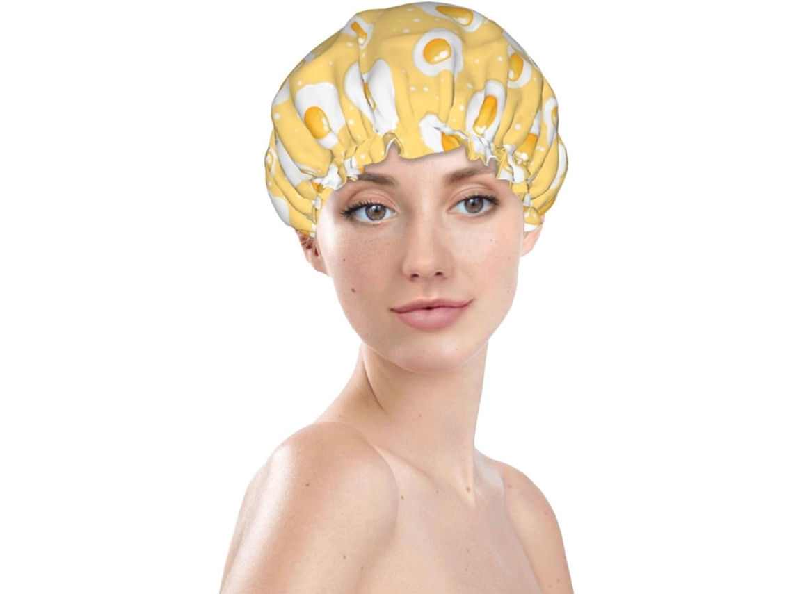 Touca De Banho Feminina, Reutilizável, Impermeável, Dupla Camada, Com Elástico, Ideal Para Cabelos Longos, Linda Touca