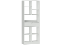 Estante Independente 60×26×158 Cm – 9 Prateleiras E 1 Gaveta, Branco