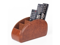 Porta controle com 5 Compartimentos, Couro PU, Marrom AQUAFORGE