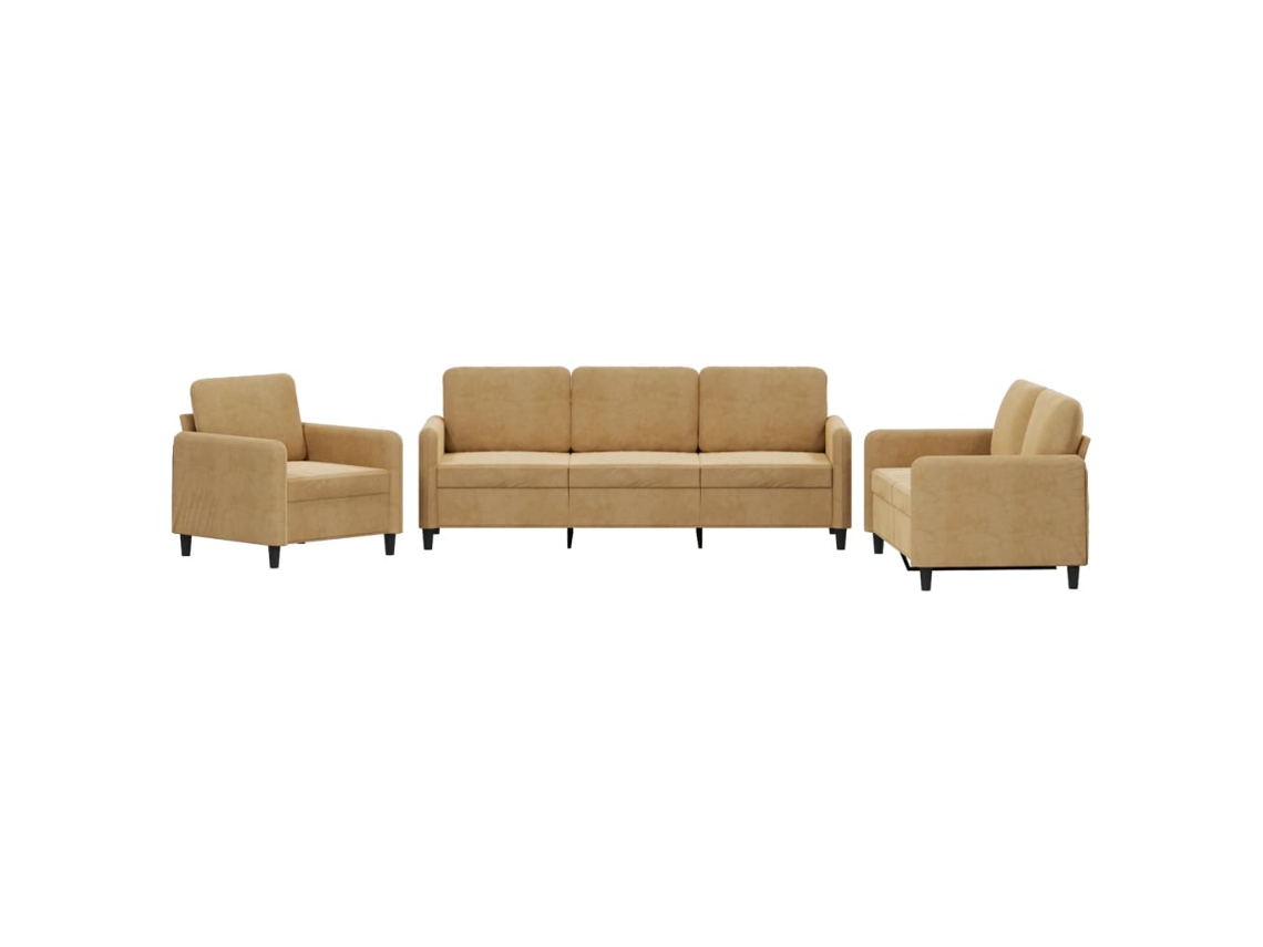 Conjunto 1 Conjunto De Sofás Vidaxl Marrom Veludo (198 X 77 X 80 Cm)