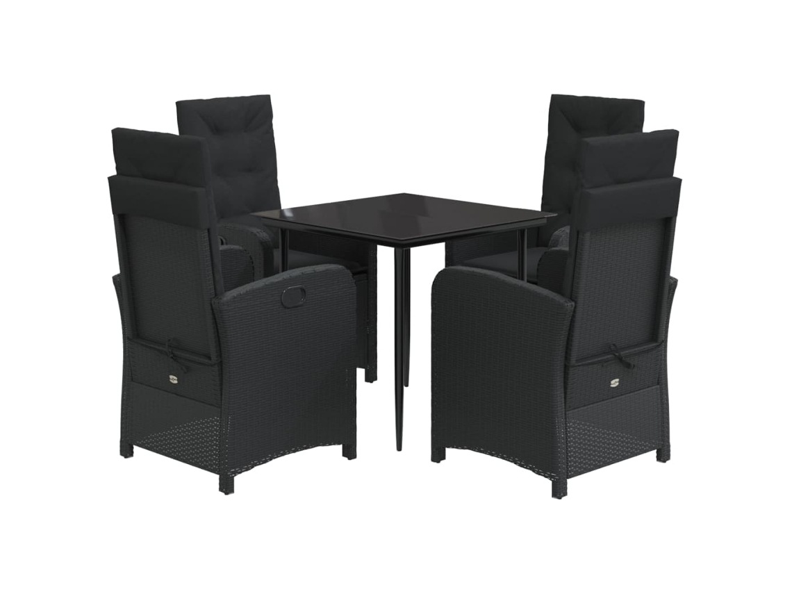 Garden Dining Set, Garden Dining Sets Vidaxl Preto Rattan / Vime (mesa Com 80 Cm De Comprimento)
