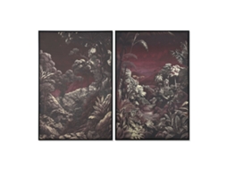 Pintura HOME ESPRIT Verde Grená Dourado Tropical Selva 83 x 4 x 123 cm (2 Unidades)