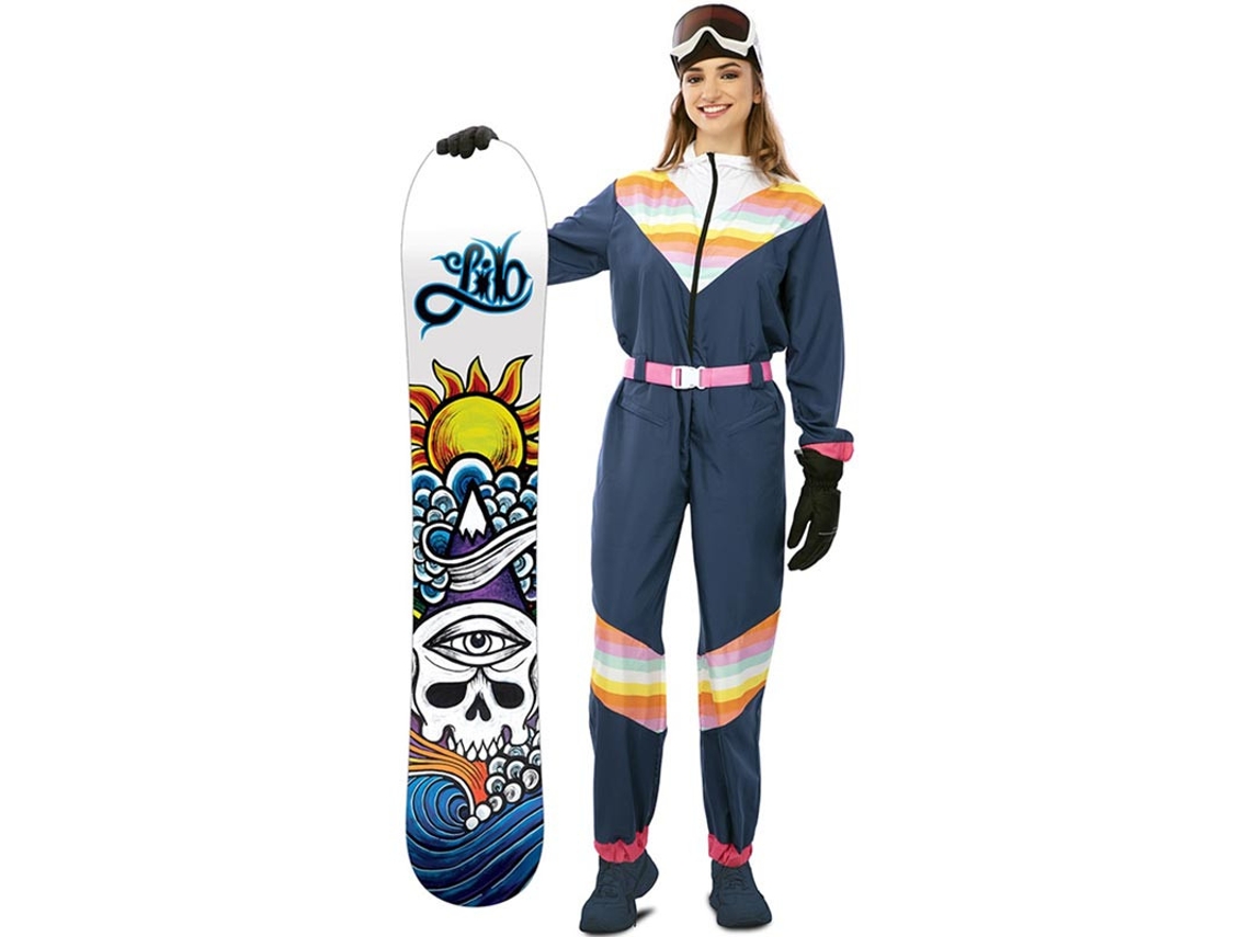 Fato de esquiadora azul com cinto para mulher