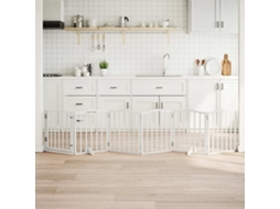 Vidaxl Portão P/ Cães Com Porta Dobrável 6 Painéis 300 Cm Álamo Branco