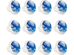 Puxadores E Botões Redondos Para Gavetas Armários, Conjunto De 12 Peças, Azul Celeste Com Nuvens Brancas, Puxadores Para