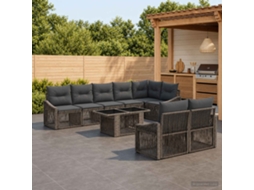 Vidaxl Conjunto De Sofá De Jardim 9 Unid. Cinza E Cinza Escuro Vime Pe