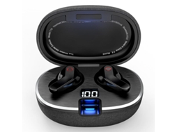 Auriculares Sem Estéreo Graves Profundos AUJEZON Bluetooth com Cancelamento de Ruído Preto