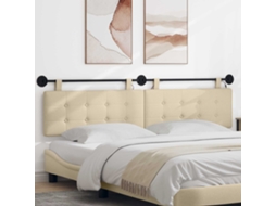 Vidaxl Cabeceira Suspensa Com Luz Led Creme Tecido