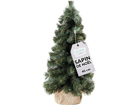 Árvore de Natal Pequena de 40Cm Abeto Artificial Decoração de Natal Verde Escuro Naturais Atmosfera de Férias Apoio de Juta Crehom Creative Home