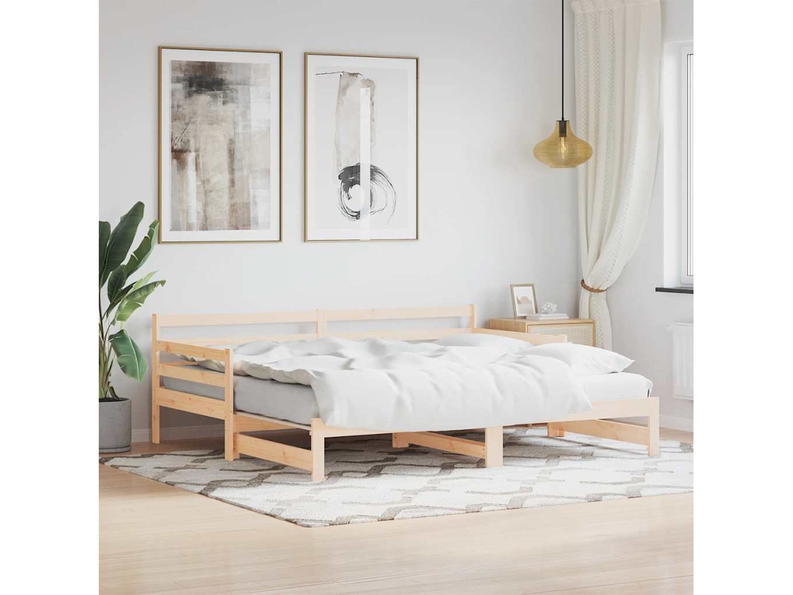Vidaxl Sofá cama com Gavetão 90x200 Cm Madeira de Pinho Maciça