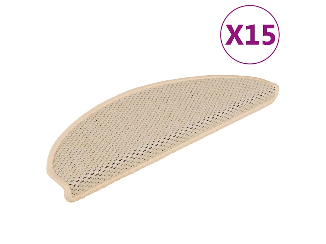 Vidaxl Tapetes Escada Adesivos Aspeto Sisal 15 Pcs 65x21x4 Cm Berbere