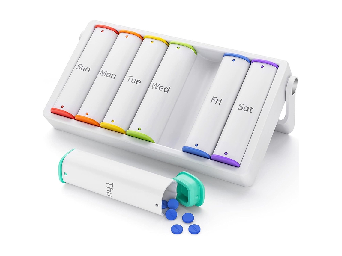 Organizador Semanal de Comprimidos CHRUI 7 Dias Am Pm com Pegador Sem Bpa (branco)