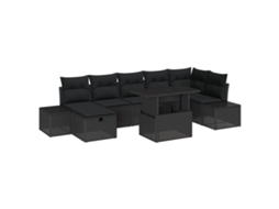 Conjunto 8 Conjunto De Sofá De Jardim Vidaxl Bege Vime Pe (55 X 55 X 37 Cm)
