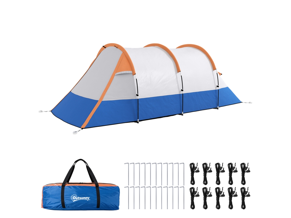 Barraca Para 3 Pessoas Com 2 Quartos E Bolsa De Transporte Impermeável 420x200x150 Cm Multicolorida