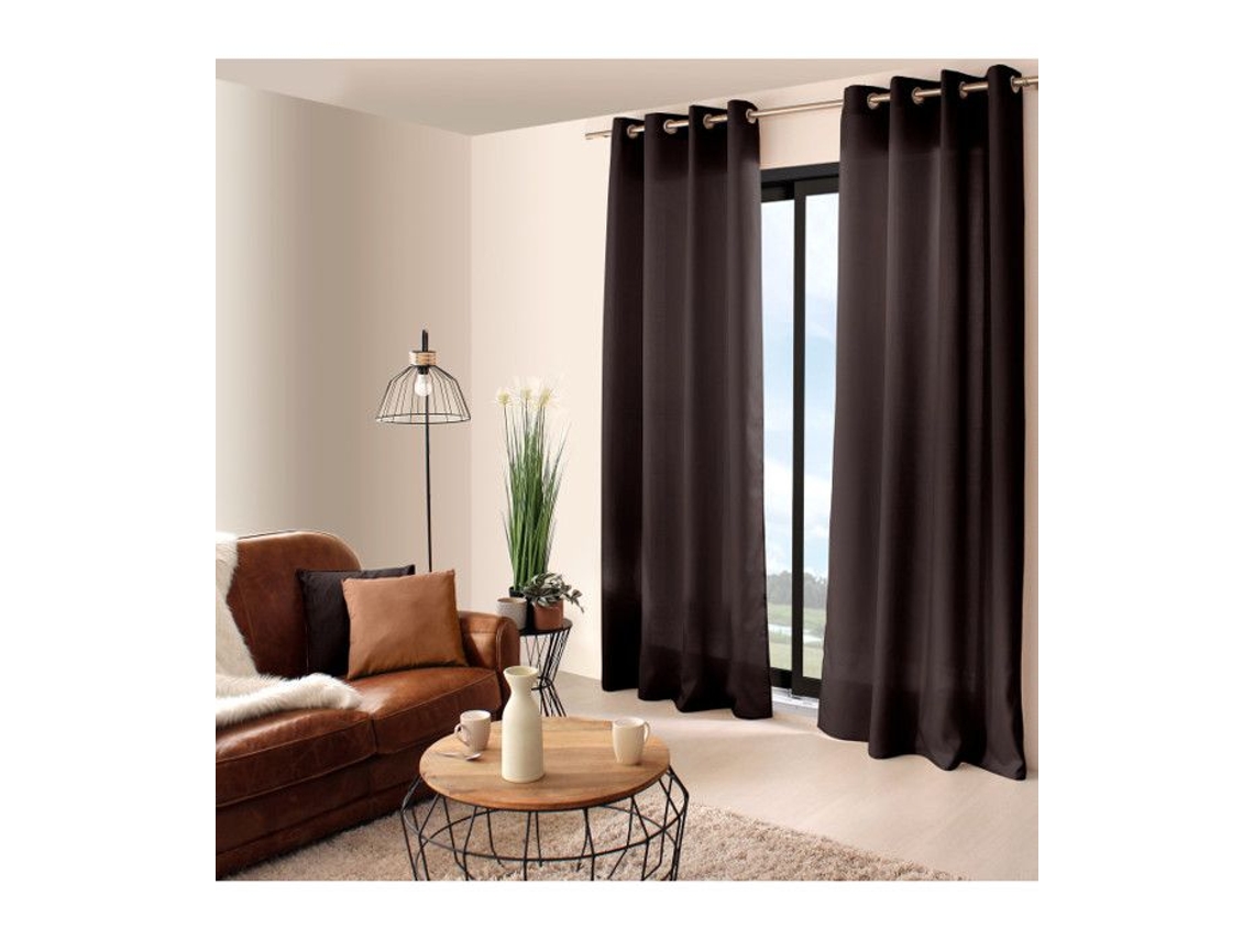 Cortina Lisa Preta com Ilhós 140 X 240 Cm HOME MAISON