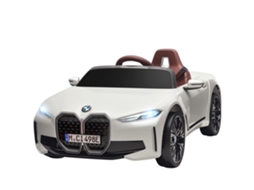 Carro Elétrico Para Crianças Bmw I4 12v Com Controlo Remoto Música Mp3 Ecrã Luzes E Cinto De Segurança 115x67x45 Cm Branco