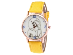 Reloj De Cuero Moda Para Hombre/mujer Dial Redondo De Quartzo Pareja (amarillo)