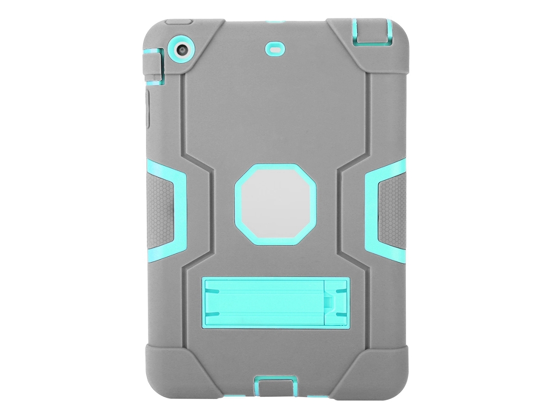 Capa Protetora (cor Contrastante, Resistente A Impactos) Para Ipad Mini 1/2/3, Cinza + Verde, Capa Com Suporte De Casco Duro
