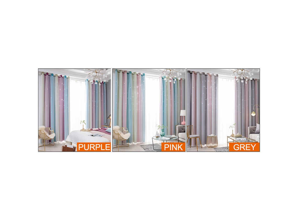 Cortinas Blackout Estrelas Cinza para Quartos Infantis