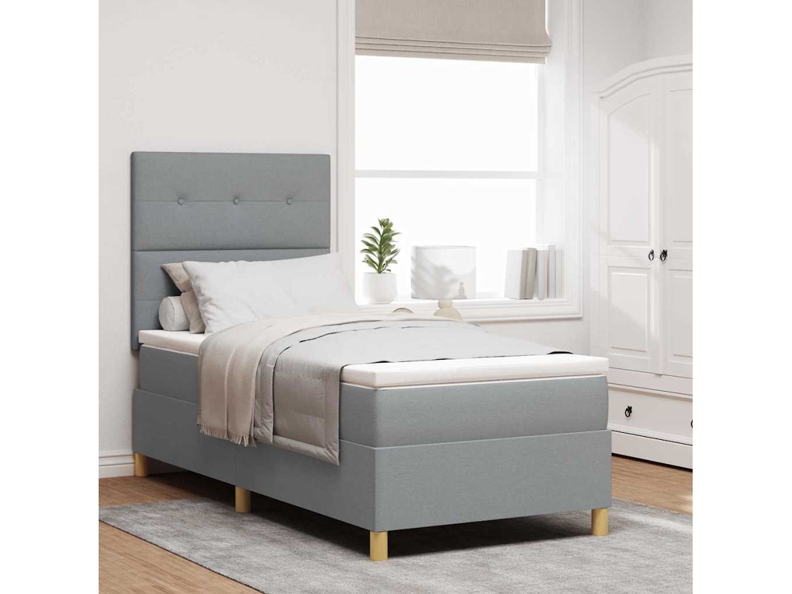 Vidaxl Cama Box Spring Led Cinzento-claro 80 X 200 Cm Tecido