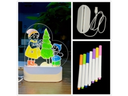 Quadro de Mensagens Usb Criativo com Luz Noturna Led e 7 Canetas, Quadro de Recados com Luzes Natal em Formato Coração BRILVIBERA