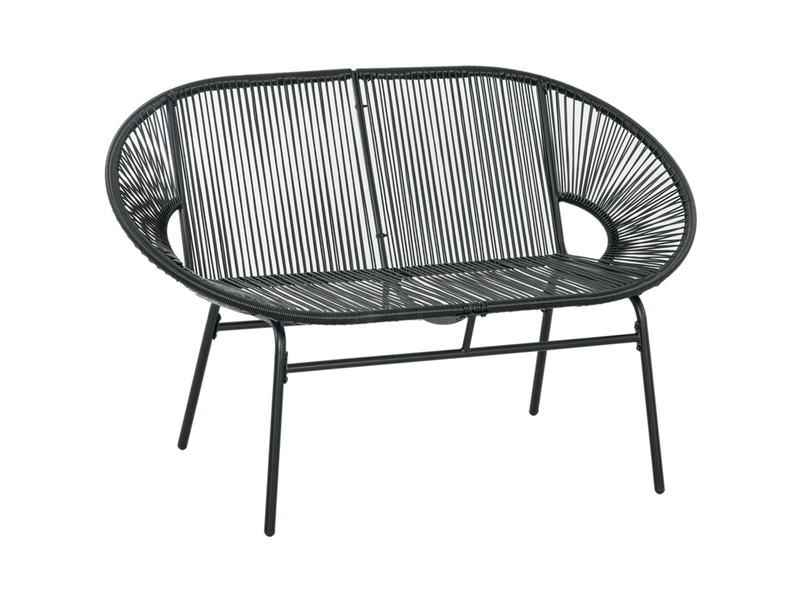 Cadeira de Praia com Porta Bebidas, em Rattan Cinza Claro, 118x79x160cm | S/MARCA