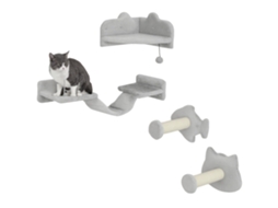 Conjunto De Creme Escadas Para Gato, 4 Peças, Móveis Arranhão Com Degraus Sisal, Plataforma Dupla, Cinza Claro/branco