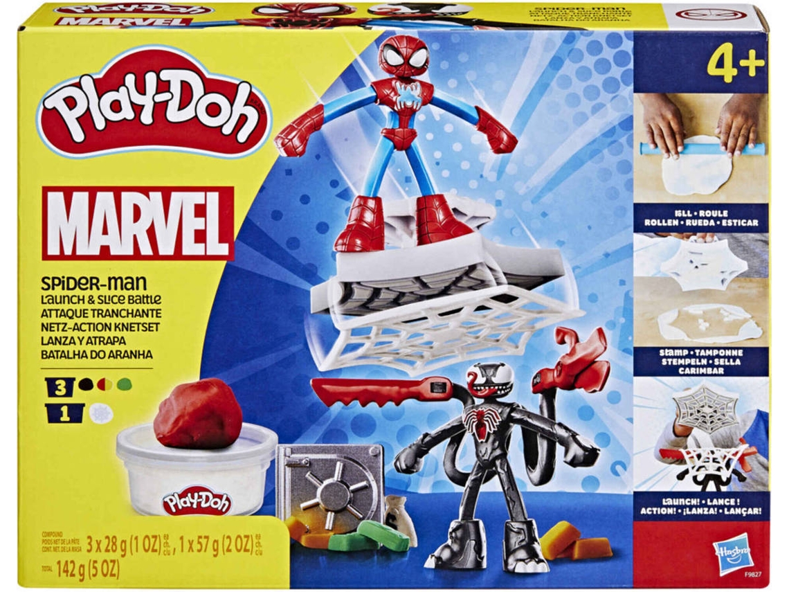 Plasticina PLAY-DOH Marvel Spiderman Launch e Slice (Idade Mínima Recomendada: 3 Anos)