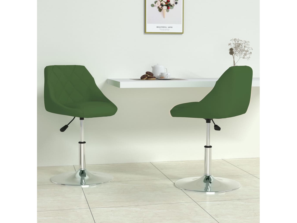 Vidaxl Cadeiras De Jantar Giratorias 2 Pcs Veludo Verde-escuro