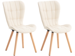 Conjunto De 2 Cadeiras De Jantar Elda Creme/couro Sintético Clp