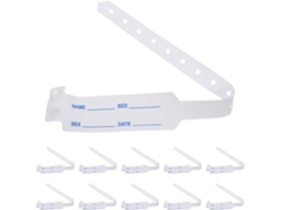 Pulseira de identificação médica ajustável em PVC, pacote com 100 unidades.