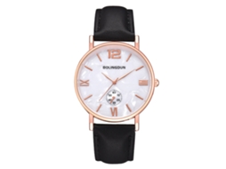 Relógio de quartzo unissex com pulseira de couro PU, mostrador marmorizado, estilo fashion (grande, ouro rosa)