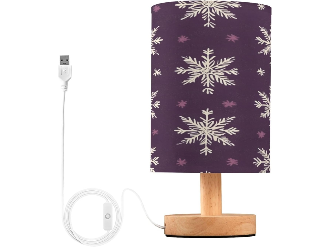 Luminária De Cabeceira Led Pequena Skyshu Com Base Madeira Antiderrapante E Cúpula Que Não Agride Os Olhos, Ideal Para