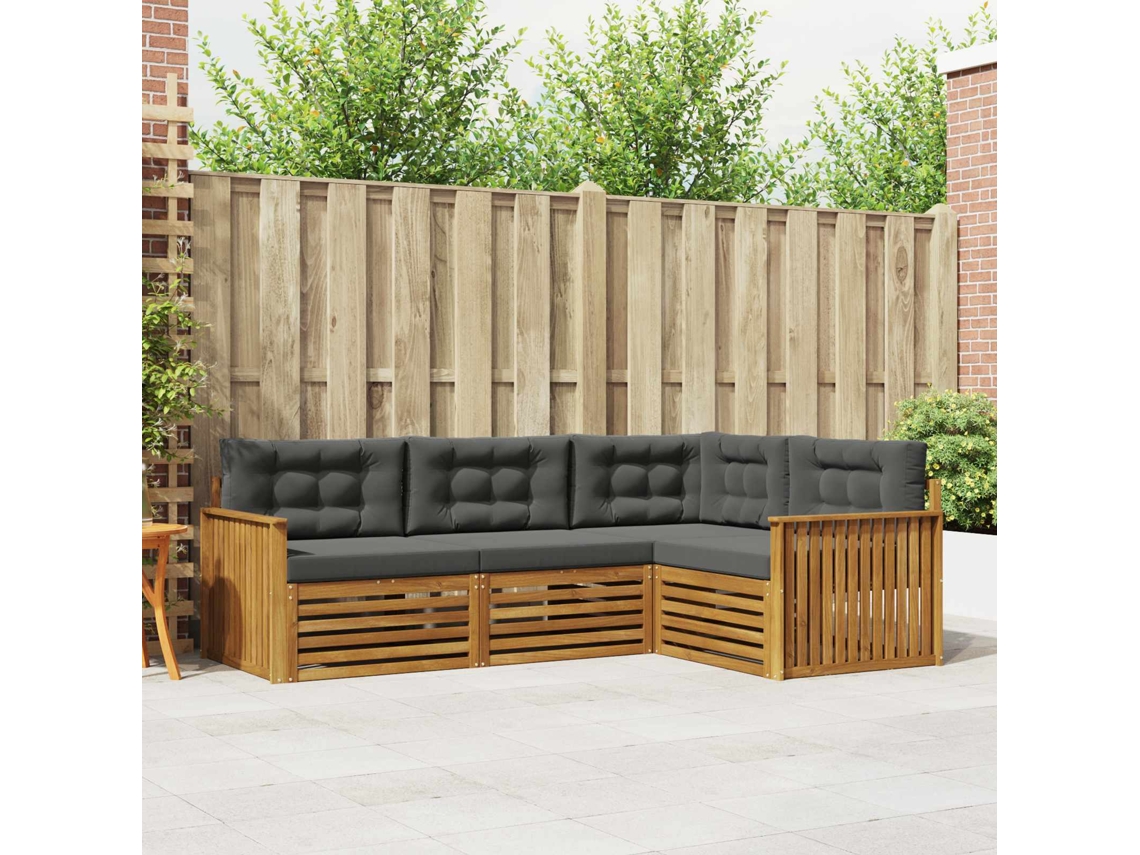 Vidaxl Conjunto De Sofás Para Exterior 4 Pcs Natural E Antracite