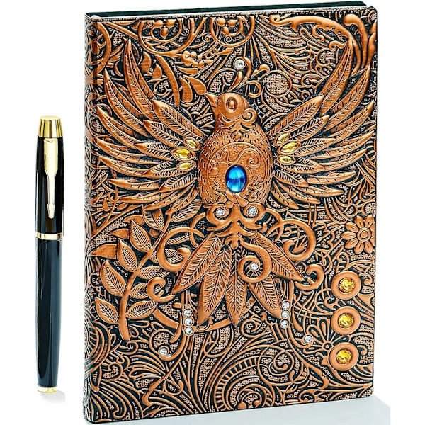 Caderno Retrô A5 Com Caneta Dourada - Diário E Bloco De Notas Artesanais Charme Vintage, Sd-aquaforge