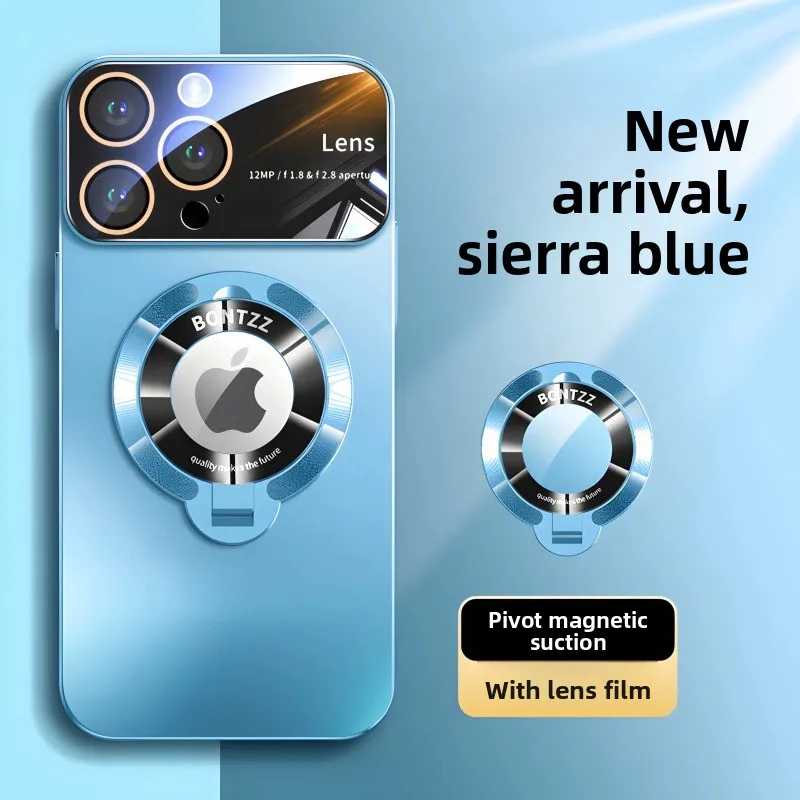 Capa Protetora Com Suporte Em Policarbonato Fosco (azul Claro) Para Iphone 15, Compatível Com Magsafe.