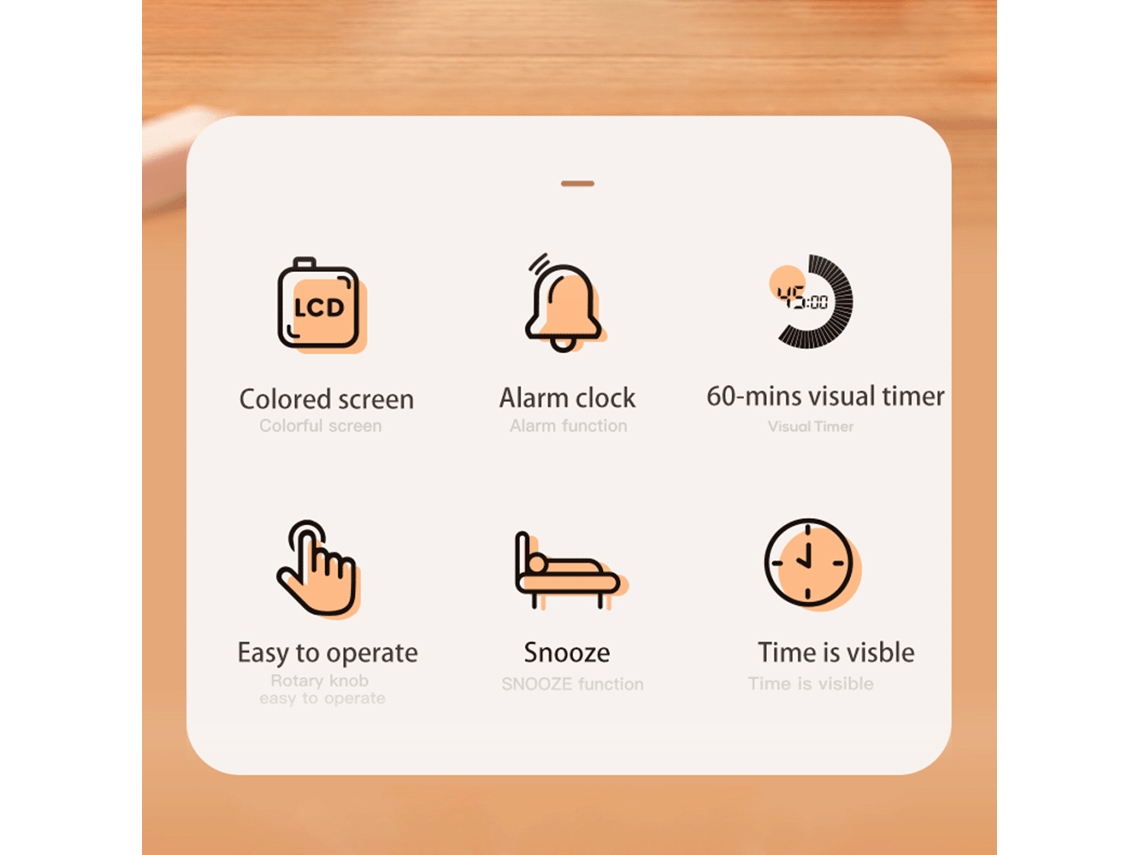 Cronômetro Digital Visual para Crianças com Alarme e Snooze, Ferramenta de Gerenciamento de Tempo | S/MARCA